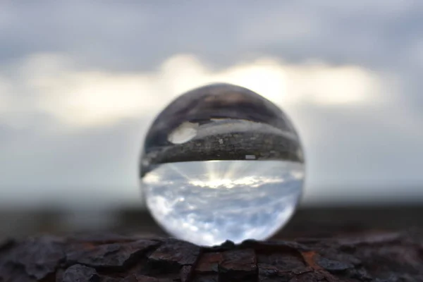 Seascape Seen Lensball — Stock Photo, Image