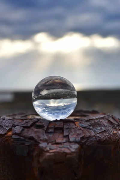 Seascape Seen Lensball — Stock Photo, Image