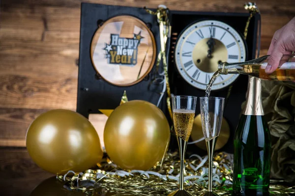 Nyårsafton Champagne Nyår Stockbild