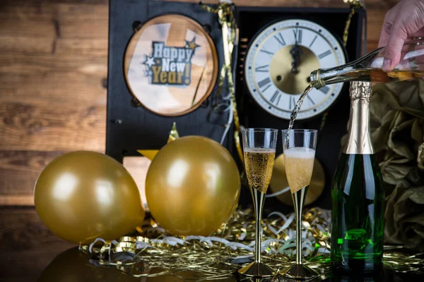 Nyårsafton Champagne Nyår Stockfoto