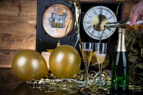 Nyårsafton Champagne Nyår Stockbild