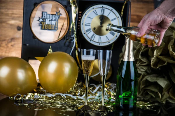 Nyårsafton Champagne Nyår Stockbild