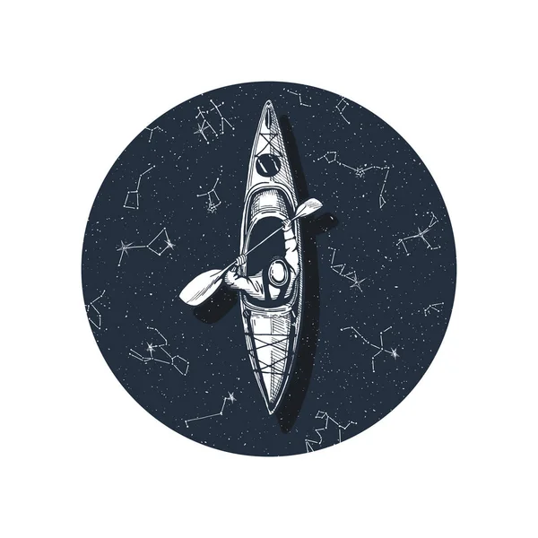 Векторна Ілюстрація Каяка Каное Або Рафтинг Човна Веслами Вид Зверху — стоковий вектор