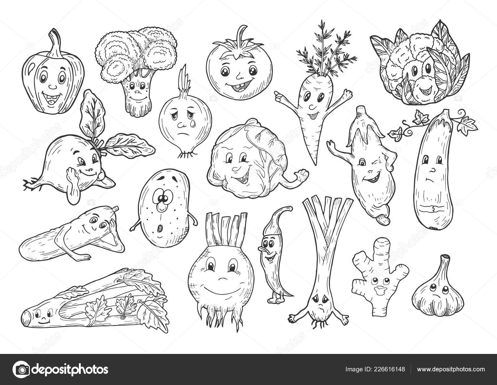 Coleção de legumes com desenho ou estilo mão desenhada
