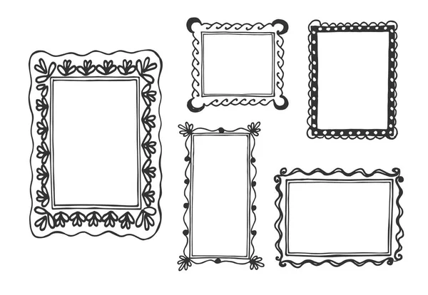 Векторная Иллюстрация Набора Рамок Старинных Стен Ручной Работы — стоковый вектор