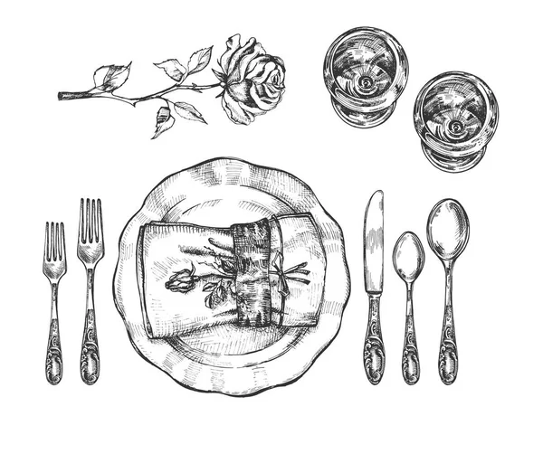 Неофіційне налаштування посуду для одного набору — стоковий вектор