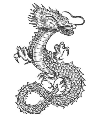 Chinese dragon spirit tattoo set vector Chinese dragon spirit tattoo set vector