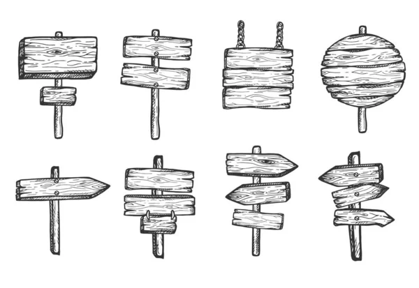 Ретро порожній дерев'яний набір вказівників — стоковий вектор