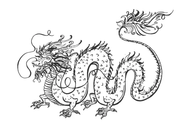 Chinese dragon spirit tattoo set — Stock Vector