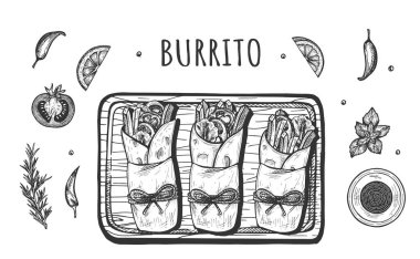 Kağıt meksika burito seti servis