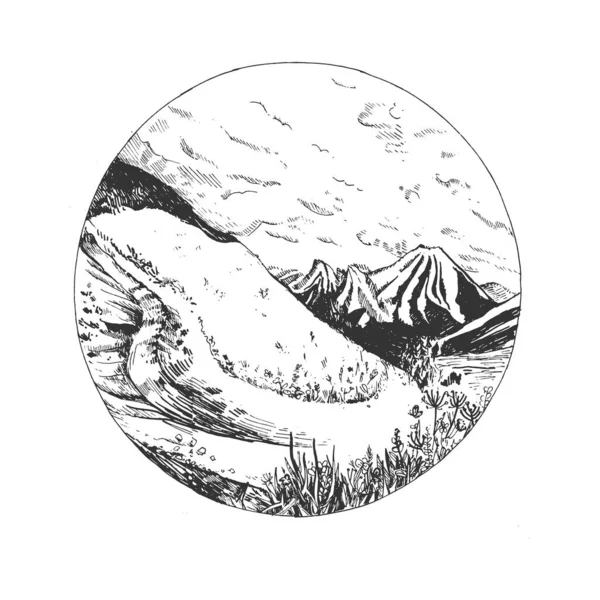 Paysage touristique de montagne ensemble — Image vectorielle
