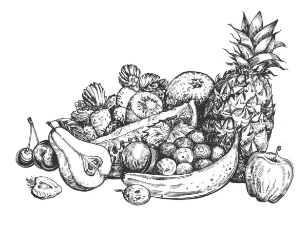 Nature morte des fruits et baies frais — Image vectorielle