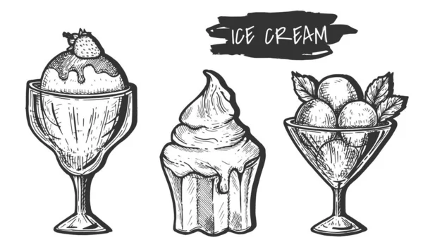 Set de helados refrescantes fríos — Vector de stock