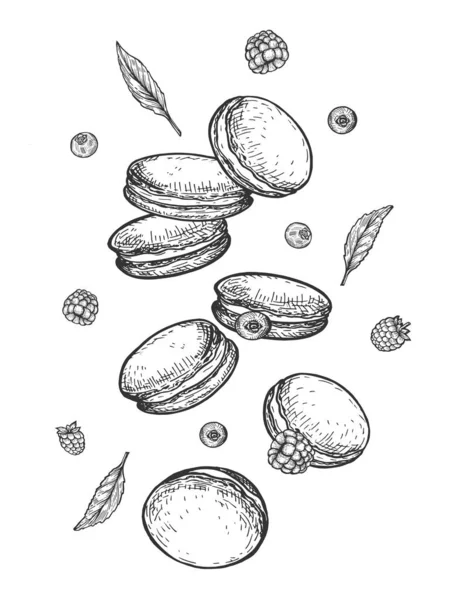 Franse bitterkoekjes die vallen of vliegen — Stockvector