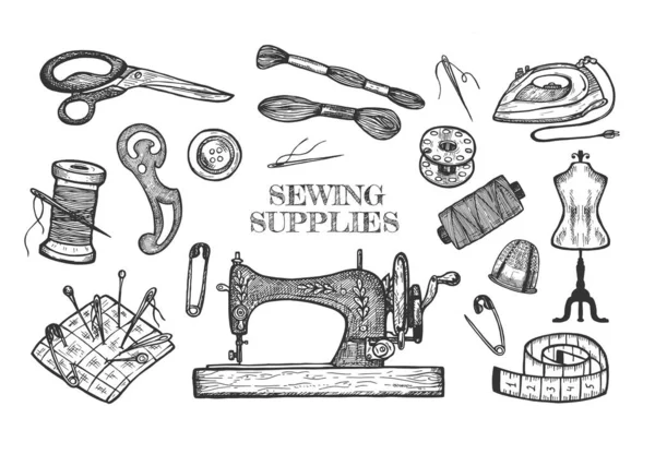 Atelier suprimentos de costura alfaiate —  Vetores de Stock