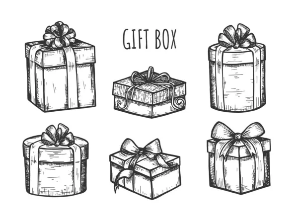 Geschenkboxen verschiedene Formen Set — Stockvektor