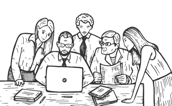 Travail d'équipe, coworking et collaboration — Image vectorielle