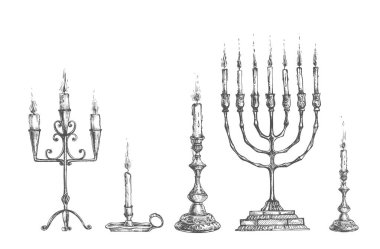 Antik andlar ve mumluklar seti