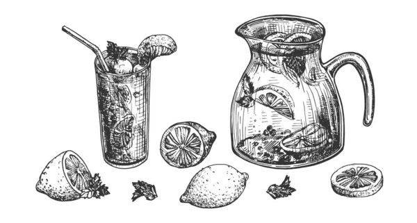 Citrons et limonade set d'été frais — Image vectorielle