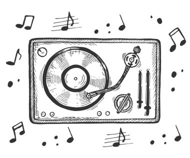 İsim plakası olmayan eski vinil oynatıcı