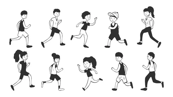 Wektorowa Ilustracja Biegania Ludziach Sportowy Zdrowy Kobieta Mężczyzna Jogging Aktywny — Wektor stockowy