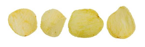 Collection Chips Frites Snack Sur Fond Blanc Malbouffe — Photo