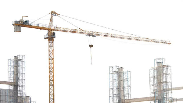 Crane Building Construction Site Isolated White Background — Stock Photo, Image