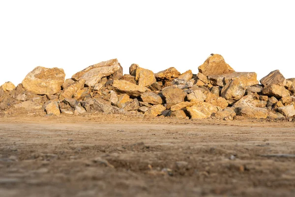 Pila Piedra Suelo Aislado Sobre Fondo Blanco Con Camino Recorte —  Fotos de Stock