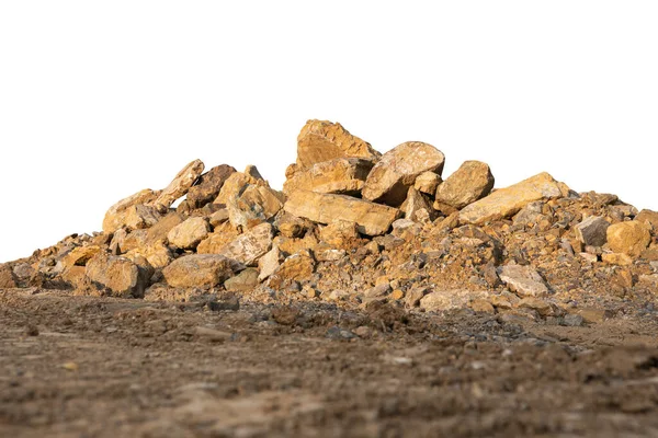 Pila Piedra Suelo Aislado Sobre Fondo Blanco Con Camino Recorte —  Fotos de Stock