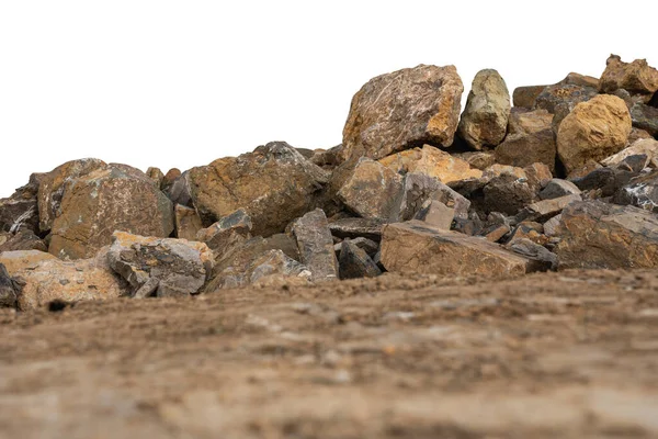 Каменная Куча Земля Изолированы Белом Фоне Вырезанием Пути — стоковое фото