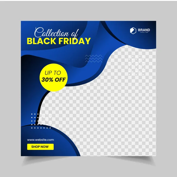 Set Social Media Postschablone Für Black Friday Editierbares Quadratisches Banner — Stockvektor