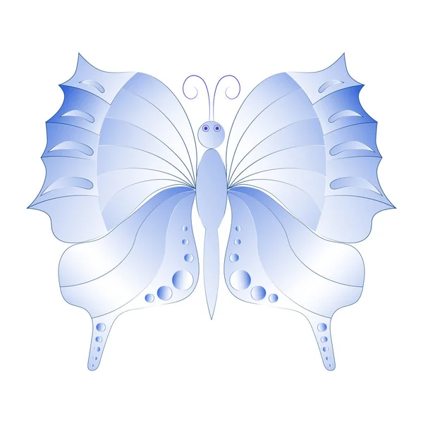 Papillon Bleu Décoratif Avec Dégradé Blanc — Image vectorielle