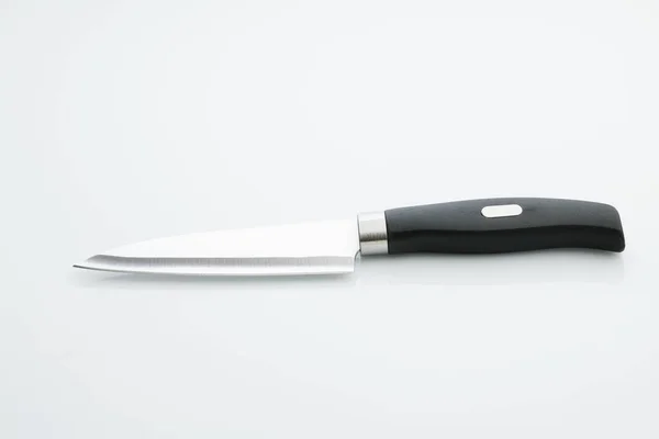 Кухня Top View Kitchen Knife Stainless Steel Blade White Background — стоковое фото