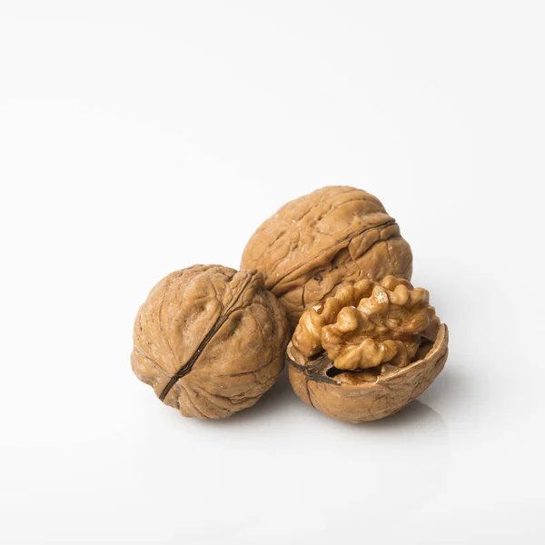 Food Closeup Walnut Isolated White Background Shot Studio — Stock Photo, Image