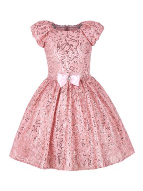 Pembe pullu bir kız için şık bir elbise.