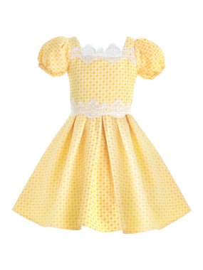Summer dress for girls in yellow clipart