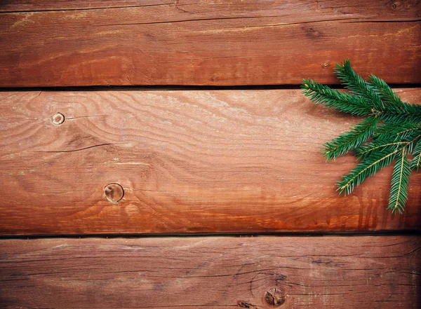 モミ枝と木製の背景 — ストック写真