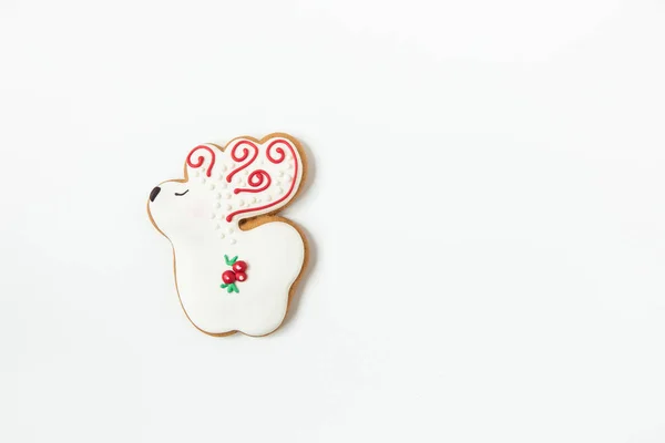 Ano Novo Biscoitos Gengibre Natal Veados Forma Natal Deitado Fundo — Fotografia de Stock