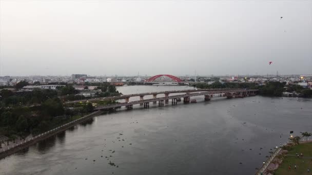 Панорама Висоти Біля Бінх Лой Бінь Тріє Міст Вид Півострова — стокове відео