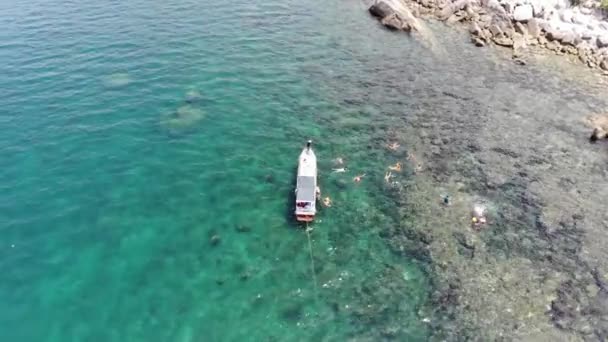 Aerial View Binh Hung Island Tourists Fishing Boats Fishing Villages — Stock Video