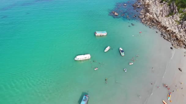 Aerial View Binh Hung Island Tourists Fishing Boats Fishing Villages — Stock Video