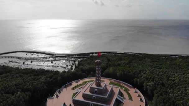 Réplica Hanoi Bandeira Torre Mau Capa Vietnã Imagens Aéreas — Vídeo de Stock