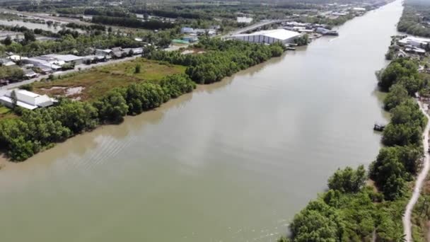 Vista Aérea Rio Cua Lon Cabo Mau Milestone Southernmost Vietnã — Vídeo de Stock