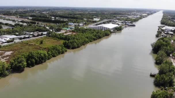 Vista Aérea Rio Cua Lon Cabo Mau Milestone Southernmost Vietnã — Vídeo de Stock