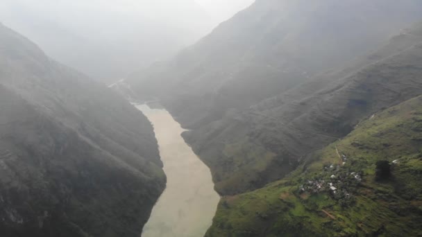 Letecké Záběry Nho Que River Pohled Leng Průsmyku Jeden Nejkrásnějších — Stock video