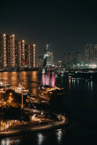 Saigon Vietnam Juli 2020 Chi Minh Stadt Bei Nacht Elisa — Stockfoto