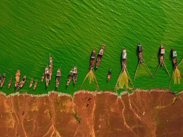 Aerial View Ben Nom Fishing Village Brilliant Fresh Green Image — Stock Photo, Image