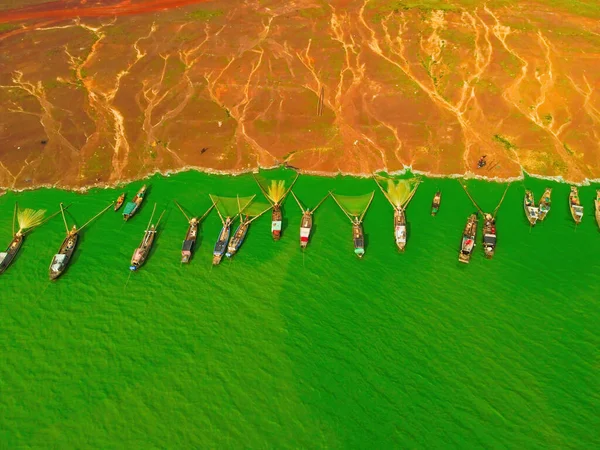 Aerial View Ben Nom Fishing Village Brilliant Fresh Green Image — Stock Photo, Image