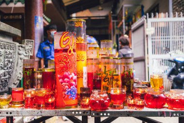 Ho Chi Minh, Vietnam - 31 Ağustos 2020: 31.000 Buddha Tapınağı veya Chua Van Phat pagoda in District 5, Ho Chi Minh City, Vietnam 31 Ağustos 2020