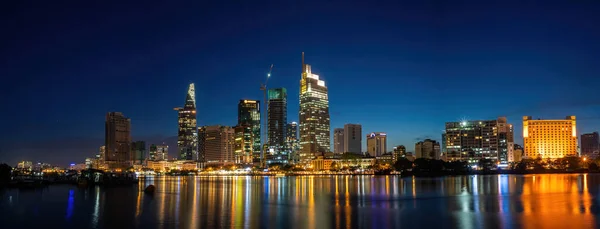 Bitexco Financial Tower building, buildings, roads, Thu Thiem 2 bridge and Saigon river in Ho Chi Minh city - This city is a popular tourist destination of Vietnam. Business and landscape concept.